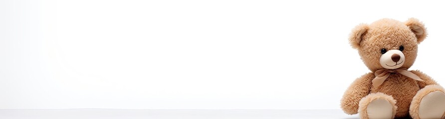 Obraz premium Teddy Bear White Fashion Background With Copyspace Generative AI