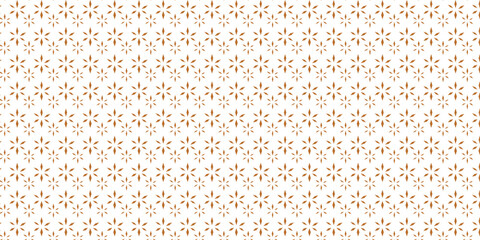 Golden vector seamless pattern with small diamond shapes, floral silhouettes. Simple texture. 