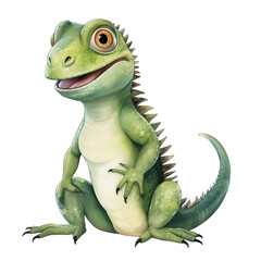 Obraz premium Watercolor Cute Iguana, Whimsical Watercolor Alphabet Clipart, Adorable Animals from A to Z for Educational Nursery