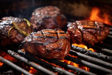 close-up of kangaroo burger patties on a grill