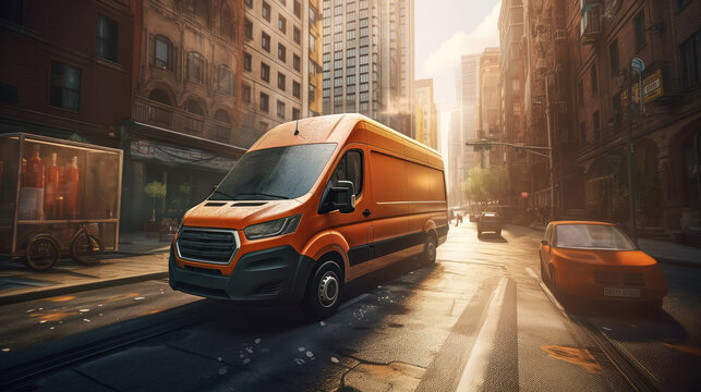 A logistics truck on the street, AI generated