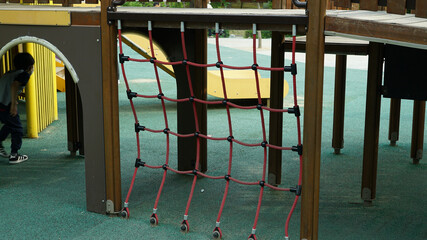 Red net in outdoor park playground