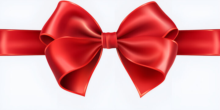  shiny red ribbon on white background with copy space