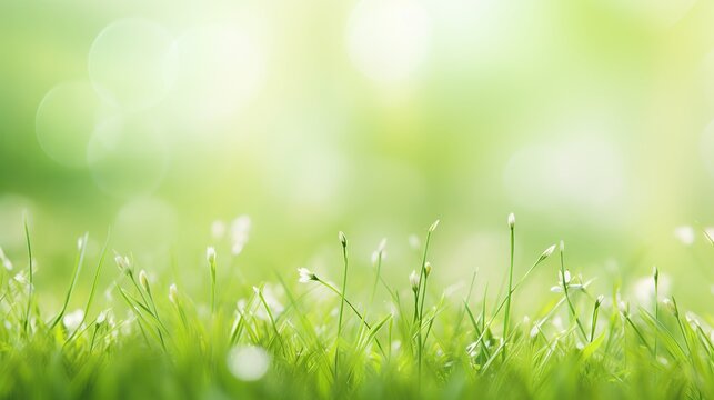 Fresh green grass background in sunny summer day in park