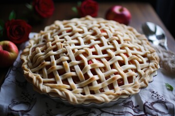 unbaked apple pie with lattice top design