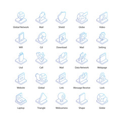 Network and communication icons set. communication vector set. network icons set. such as communication, chat, online meeting, chatting,  global network, etc