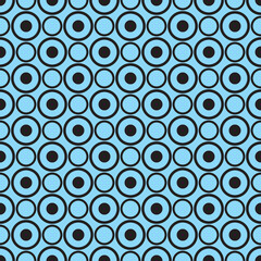 Tile vector pattern with black  dots on blue background