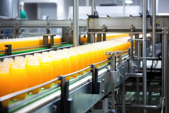 A beverage production line is in operation