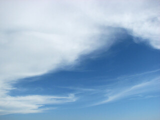 Scattered clouds in the blue sky