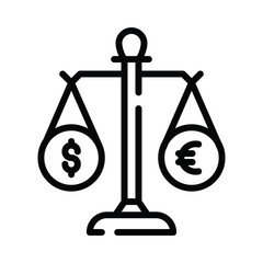 Currency with balancing scale, Trendy icon of money balance