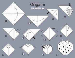 Origami tutorial for kids. Origami cute strawberry