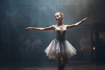 Anticipation in a ballet dancer's poised stance, a moment suspended in time.