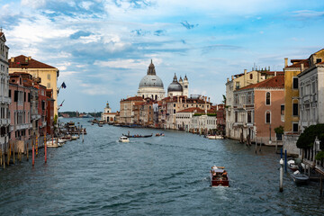 Dogana Point in Venice daylight view from Academia bridge in Venice