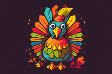 Fototapeta premium Cheerful thanksgiving celebration in a cartoon-style image.