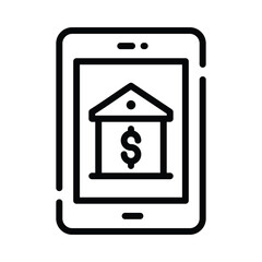 Bank inside mobile denoting concept icon of banking app, ready for premium use