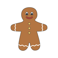 Gingerbread man cookie. Winter homemade cookie for Christmas design. Isolated vector illustration 