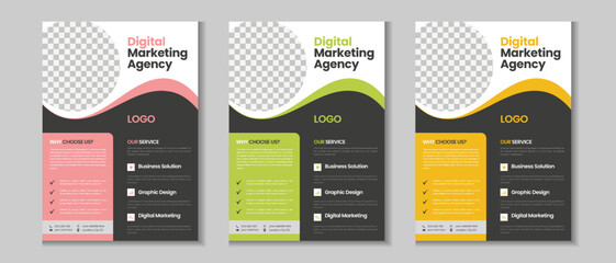 Colorful corporate and business flyer collection, corporate poster, flyer bundle, mega set brochure, annual report, proposal, leaflet, company profile, marketing poster and a4 layout with mockup