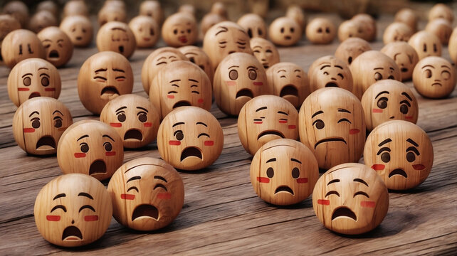 Sad wooden emojis