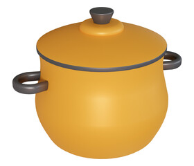 3d saucepan illustration with closed lid