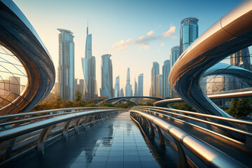 Fototapeta premium empty floor with modern bridge