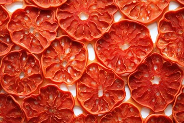 dehydrated tomato slices arranged in a pattern