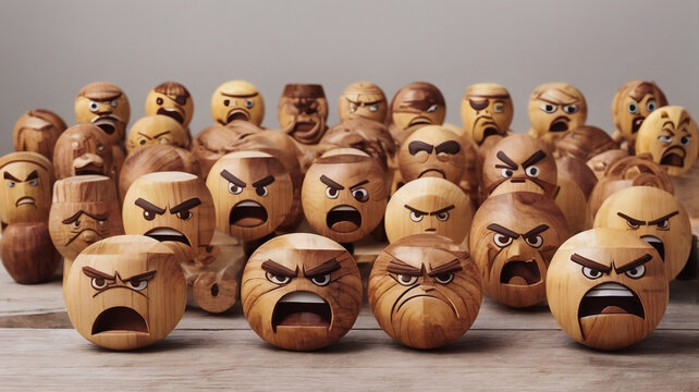 Wooden Angry Emojis