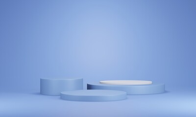 3d rendering pedestal cylinder platform, Colorful podium stage for show awards or cosmetic products.
