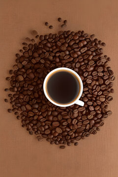 coffee bean around the mug
