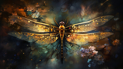 libélula dourada ouro brilhante da riqueza e prosperidade 