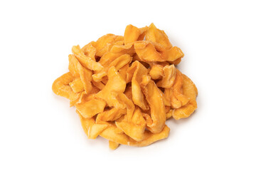 Dried melon slices isolated on a white background.