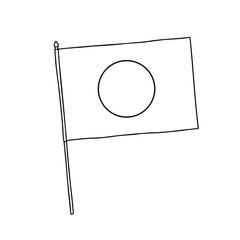 Flag of Japan. Vector, black and white hand drawn flag.