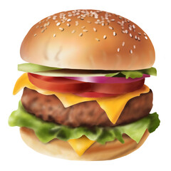 Watercolor Illustration of a burger