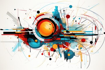 abstract picture for interior design, lines and waves of bright colors . AI Generated
