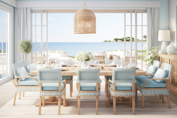 luxury dining in a beachfront villa with stylish white chairs and breathtaking summer vibes.