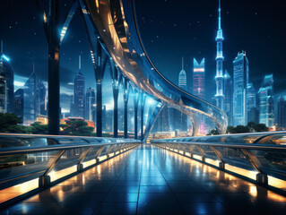 Obraz premium empty floor with modern bridge