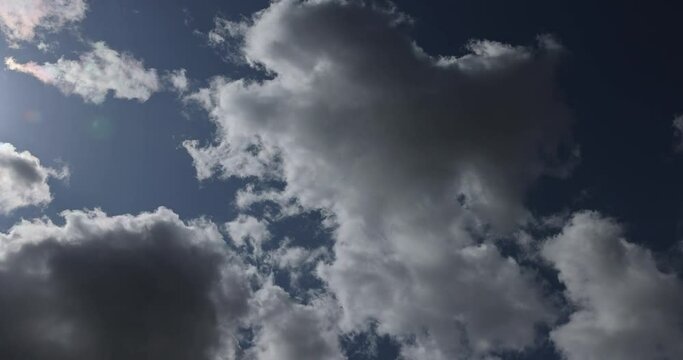 clouds in the blue sky in cloudy windy weather, beautiful clouds of different sizes in the spring sky