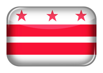 Washington DC web icon rectangle button with clipping path 3d illustration