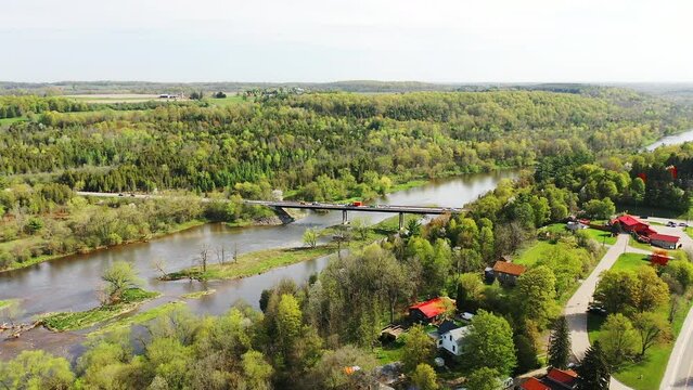 Aerial hyperlapse by the Grand River at Glen Morris, Ontario, Canada 4K