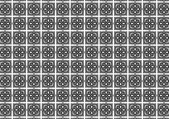  Thai pattern white black graphic geometric shapes floral pattern classic style retro vintage print use textile clothing rug tile vector illustration background wallpaper.