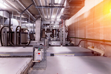 Pressure sensor in an industrial boiler room. Barometer in the heating system. Close-up.