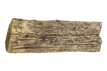 A piece of old log on a white background