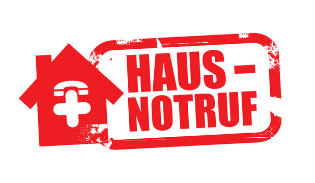 Hausnotruf - h&auml;usliche Pflege - Stempel mit deutschem Text und Symbol