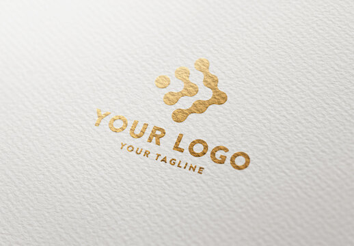 Gold Foil Logo Mockup Template Texture Paper Branding Brand Identity Effect