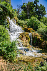 Fototapeta na wymiar krka Waterfalls mountains and river in croatia