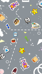 patches design. Cool Stickers Collage Pattern. Patches Background Vector Design. wallpaper icon.