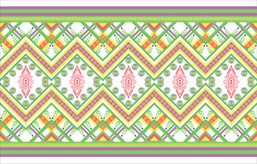 Fabric ikat  sealess Tribal pattern geometric ethnic oriental  traditional on pink and white background.Aztec style,embroidery,abstract,vector.design for texture,fabric,clothing,wrapping,carpet.