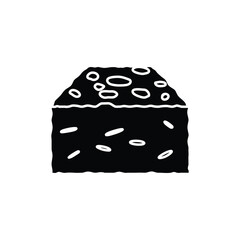 Brownie cake with nuts icon. Vector illustration.