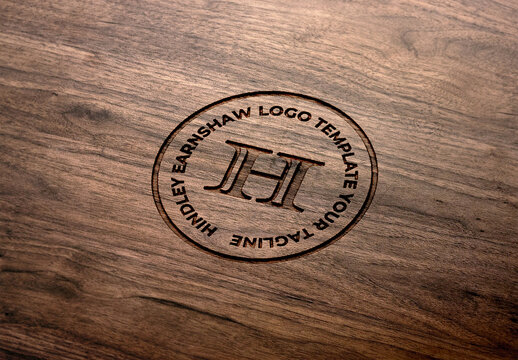 Wooden Engraved 3D Wood Logo Mockup Template Texture Paper Branding Brand Identity Effect