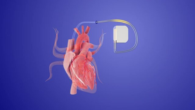 Artificial cardiac pacemaker anatomical scheme