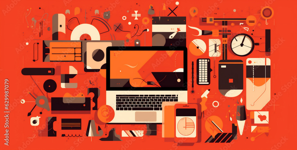 Poster desktop laptop background technology colours design equipment web computer business gadget. generati